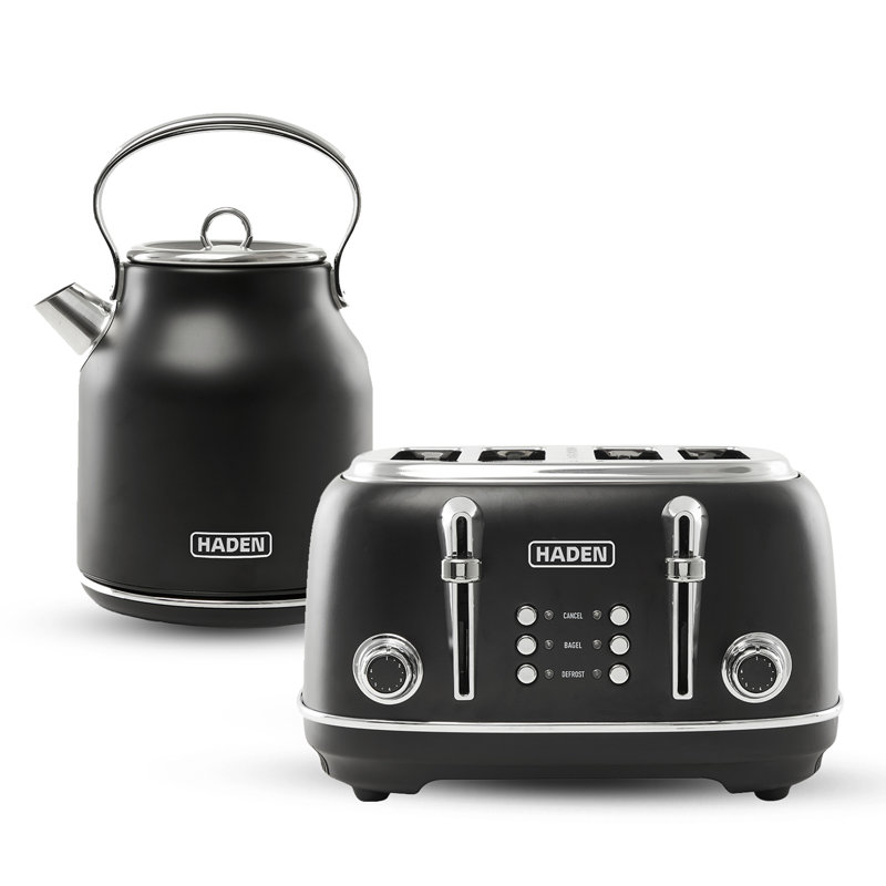 Haden 4 Slice Wide Slot Toaster and 1.7L Electric Kettle Kitchen Appliance Set