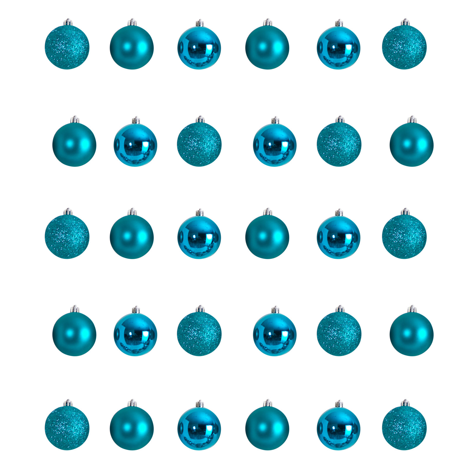 Holiday Christmas 30 Count 2.5in. Shatterproof Ornament Set, Teal