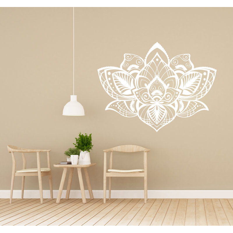 Adhésif décoratif fleur de lotus, H 42 po x l 56 po, Blanc