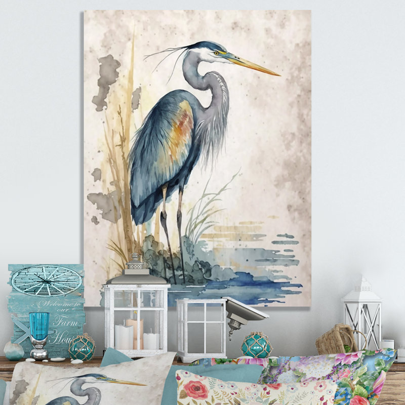 - Décoration murale en métal Heron animaux, H 32 po x l 16 po