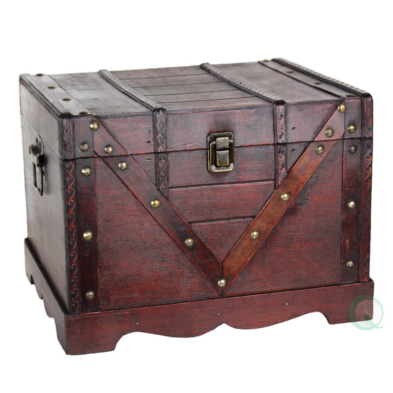 Wooden Decorative Box, 9" H x 12" W x 10.5" D