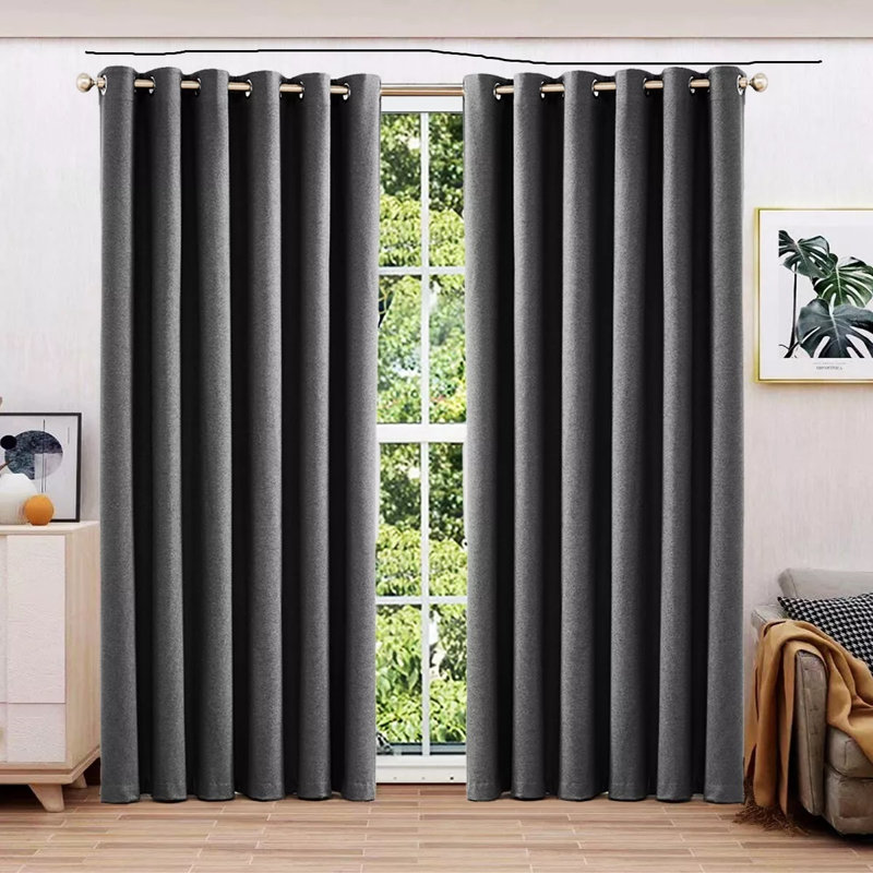 Ayhem Microfiber / Microsuede Blackout Curtain Pair, Grey, 168cm Width x 137cm Drop