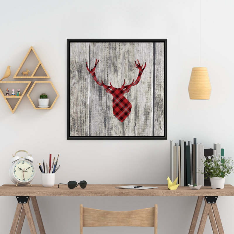Toile de cerf gris rustique gris | Décoration en bois et cerf