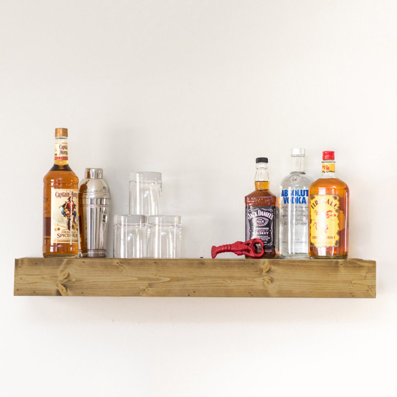 Solid Wood Floating Shelf with Adjustable Shelves, 2.95" H x 27.56" W x 5.91" D
