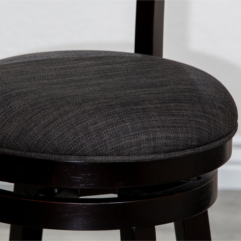 Tabouret pivotant de 24 po à hauteur de comptoir, tissu gris anthracite - siège à dossier à lattes fonctionnel