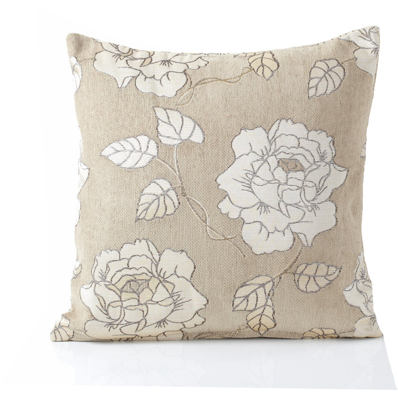 Piedmt Floral Square Throw Cushion, 55cm H x 55cm W, Cream
