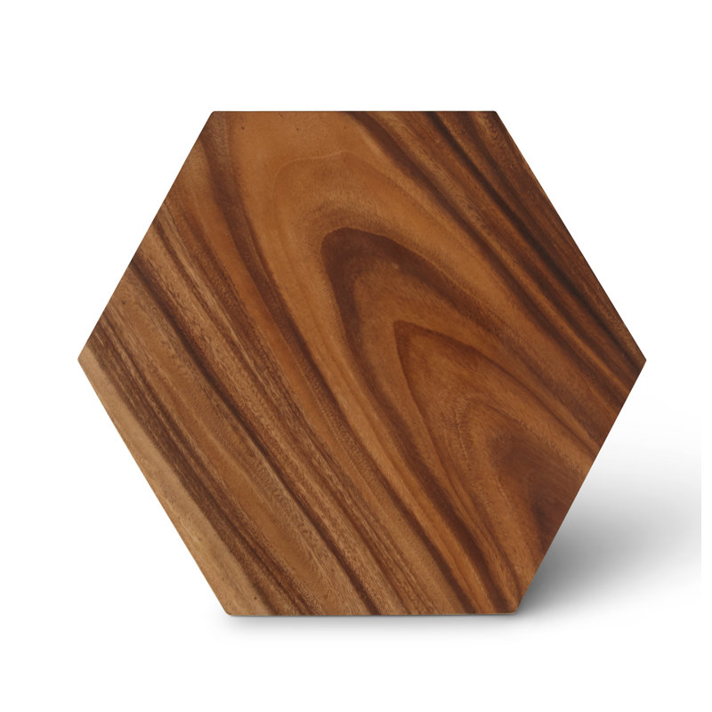 Honey Comb Solid Wood Block End Table