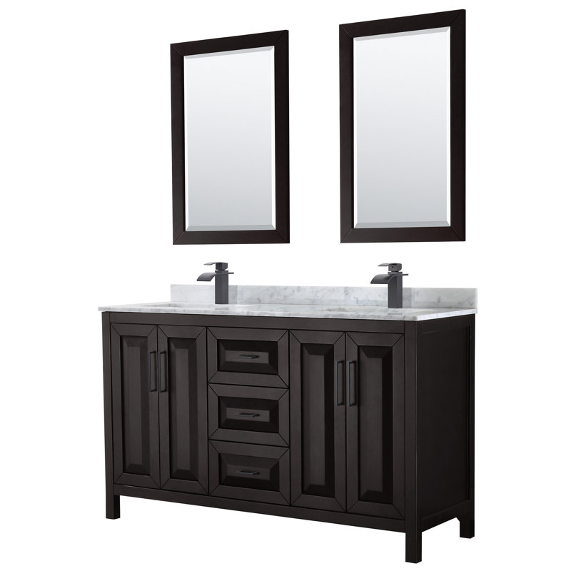 Daria 60'' W Double Vanity, Carrara Cultured Marble, Dark Espresso, Polished Chrome