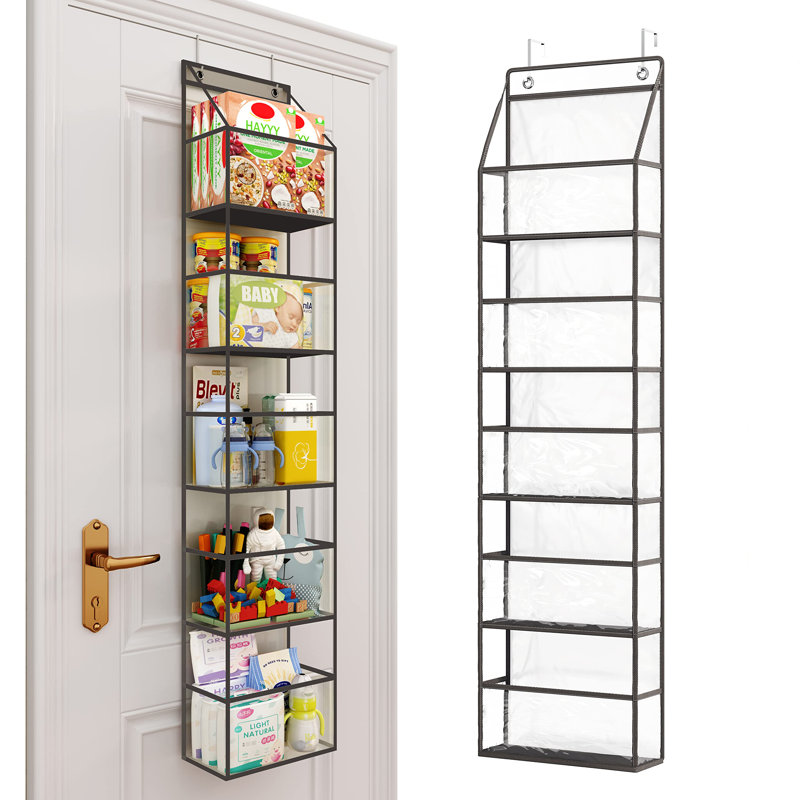 Rangement suspendu à 5 tablettes au-dessus de la porte, Noir, noir, noir, noir