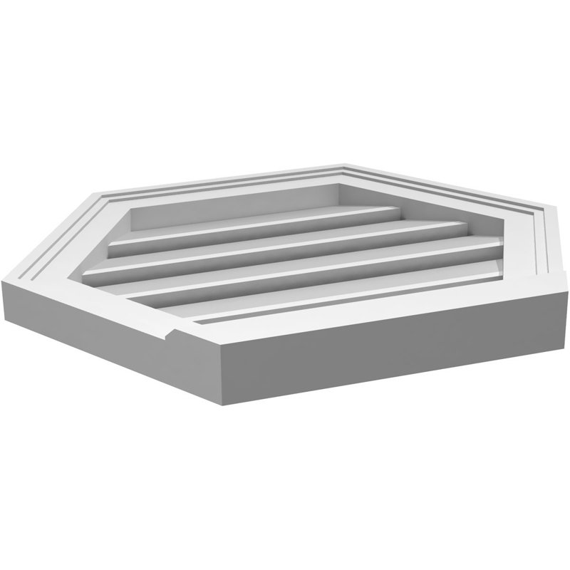 Horizontal Peaked Surface Mount Signature Urethane Functional Gable Vent, Primed Tan, 18" H x 22" W x 2" D