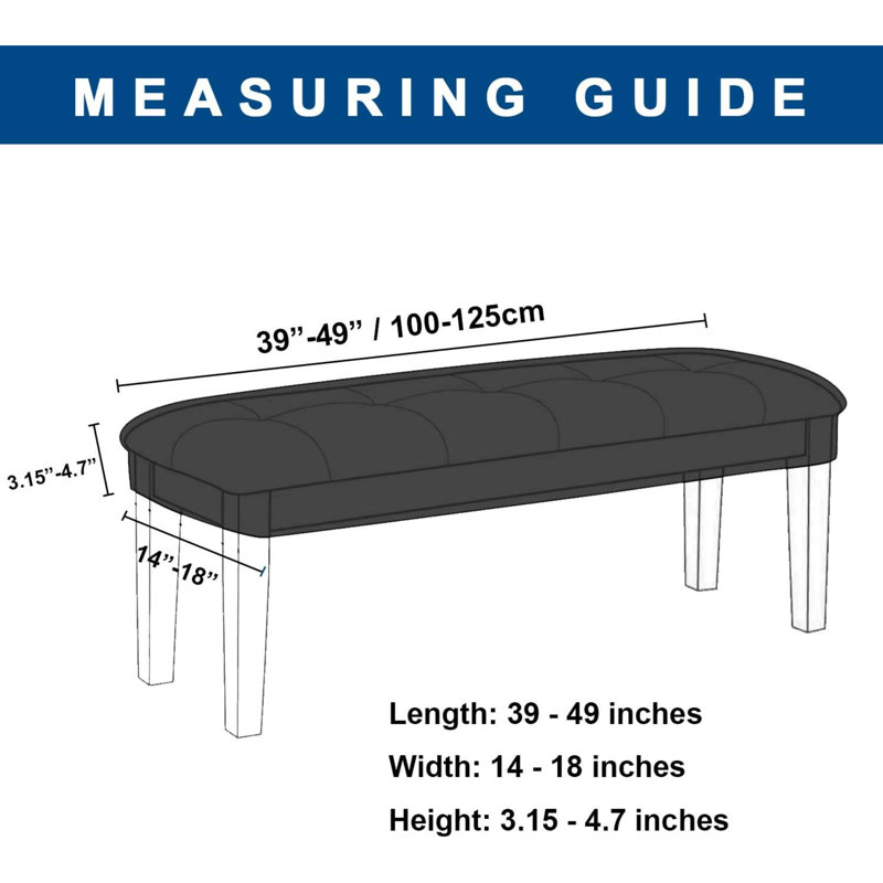 Housse pour banc de salle à manger Elbertina, Bleu marine