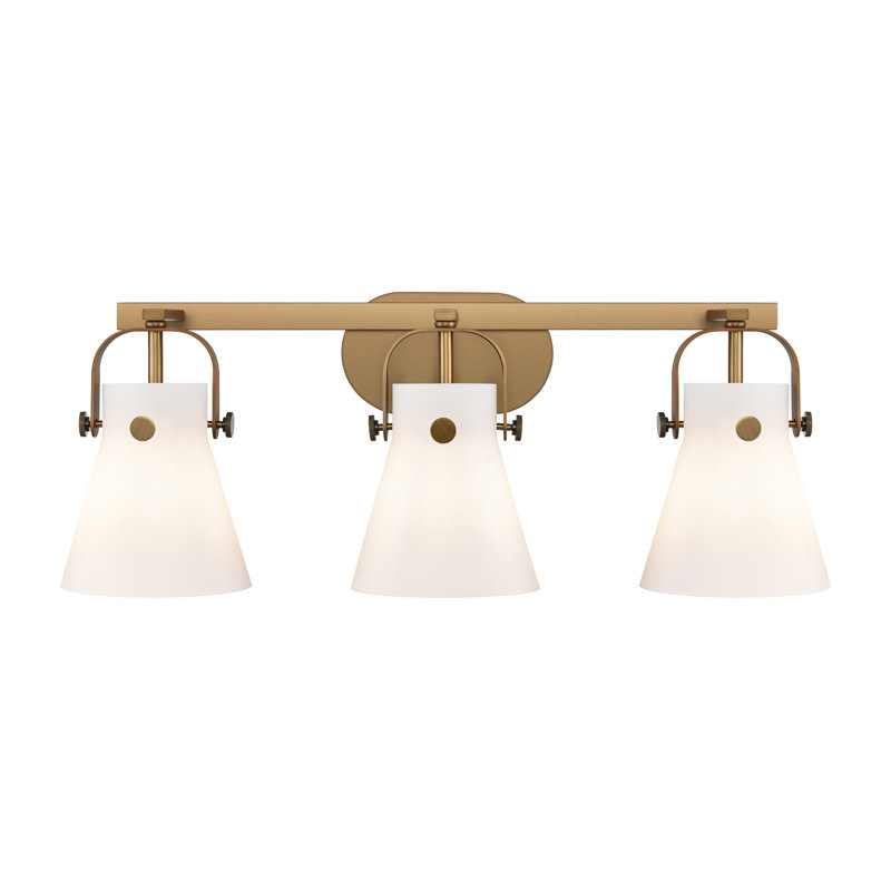 Éclairage pour meuble-lavabo mural 6 po 2 lumières Sidman, Blanc, Laiton brossé, Trois lumières