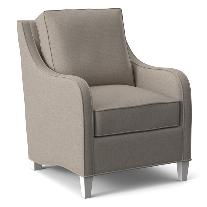 Koko Upholstered Armchair, Beige Performance Fabric; 0851-73, Frost White Finish