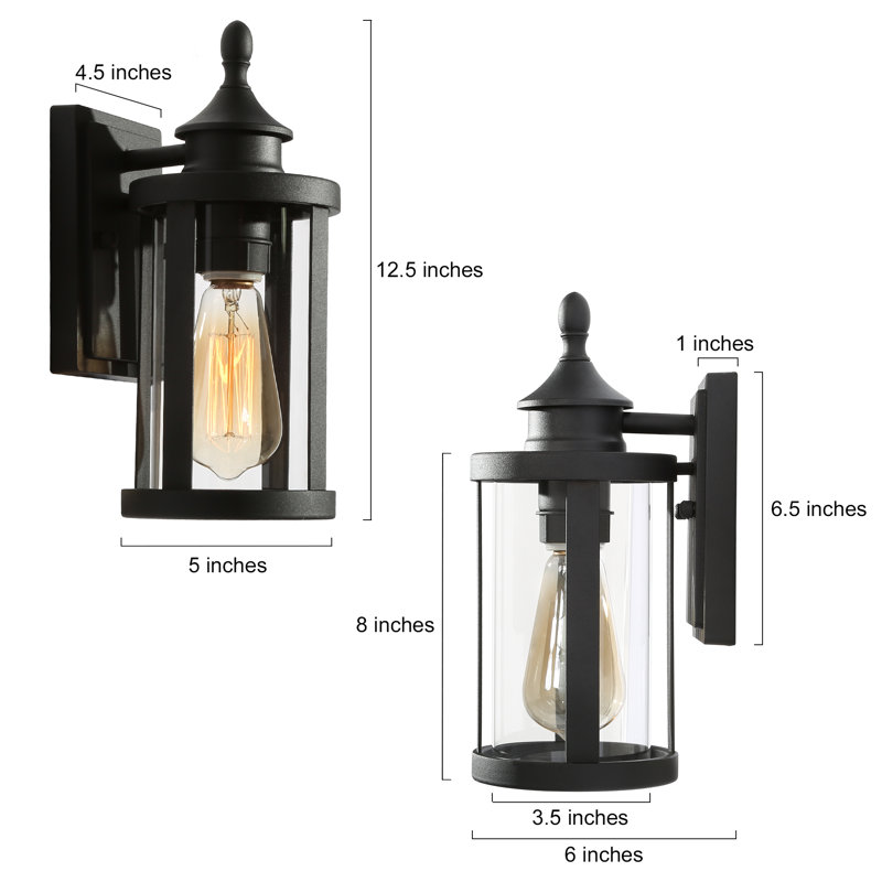 Lanterne murale d'extérieur en verre biseauté noir H 12,5 po Alshon