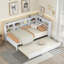 Lit de jour en bois avec couchette simple, lit de jour avec tablette de rangement et ports de charge USB, blanc