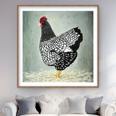 Wyandotte Hen - Feathers Framed Matted Print Decor