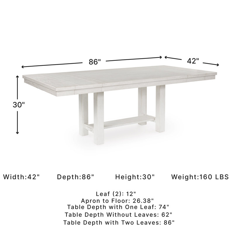 Robbinsdale Dining Extension Table, 30" H x 62" L x 42" W