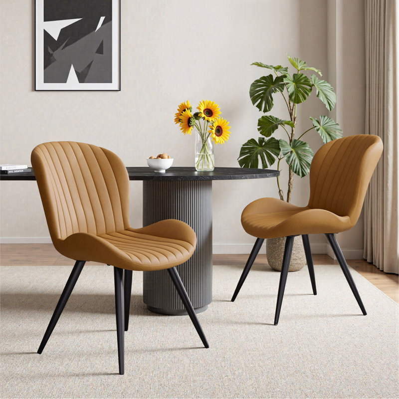 Upholstered Dining Chairs in Scandinavian Style, 4, Brown Faux Leather