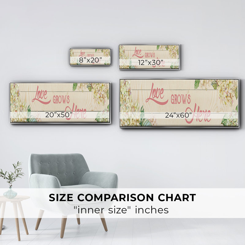 «Love Grows Here», toile encadrée, H 8 po x l 20 po