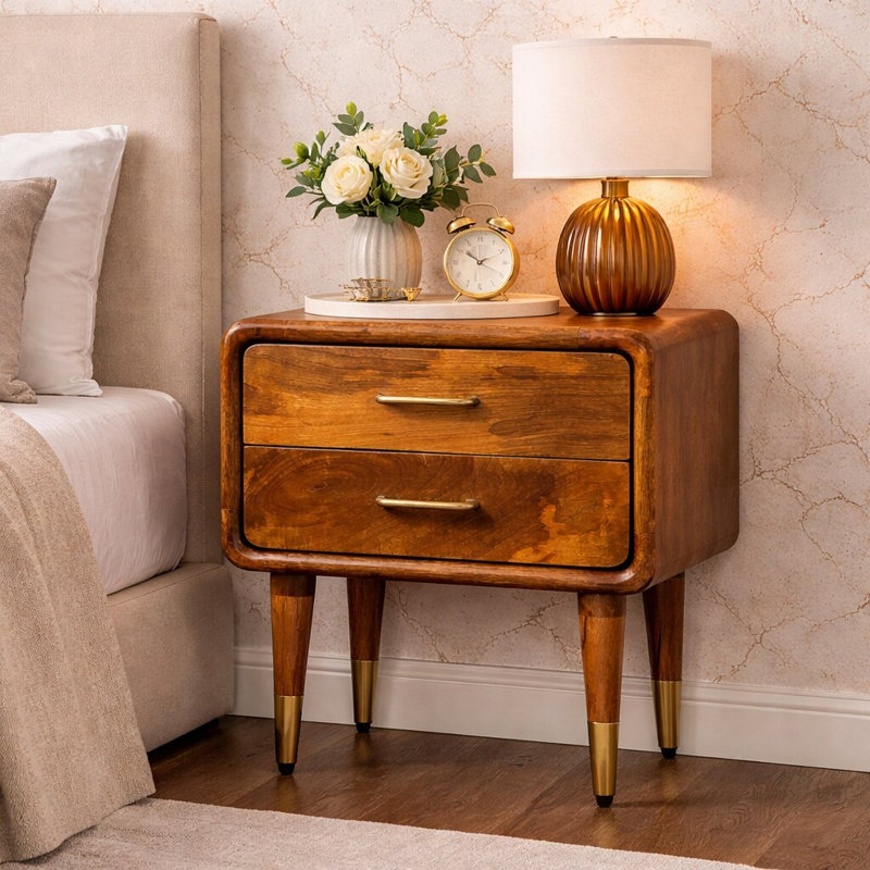 Amber Oak Bedside Table