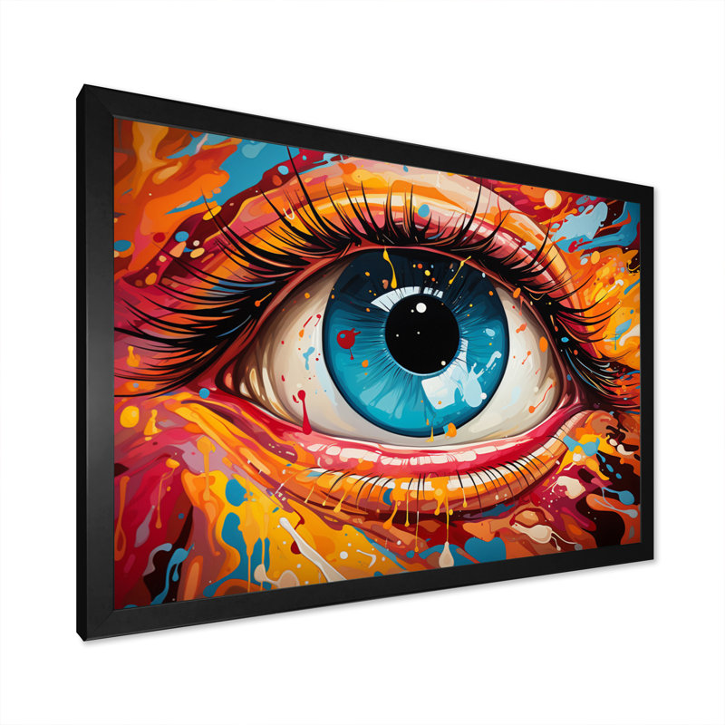 Pop Art, œil coloré sur toile, Cadre photo noir, H 16 po x l 32 po x P 1 po