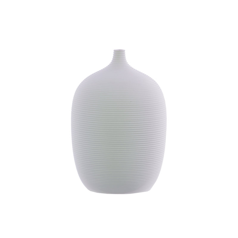 Ceramic Table Vase, White, 6.25" H x 4.250" W x 4.250" D