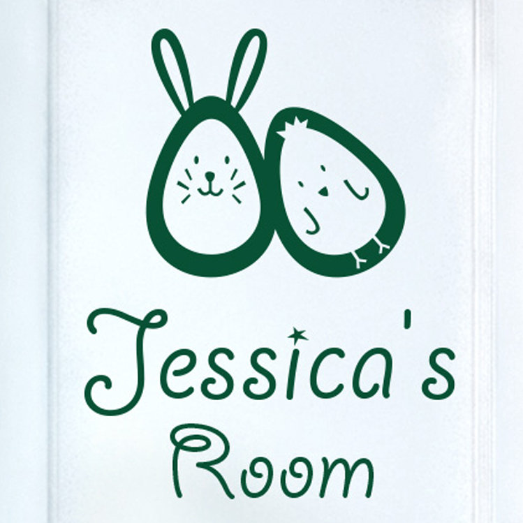 Bunny Rabbit Egg and Chick Kids Door Room Wall Sticker