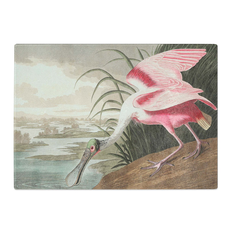 Tempered Glass Roseate Spoonbill by John James Audubon Chopping Board, 39 cm W x 28.5 cm L