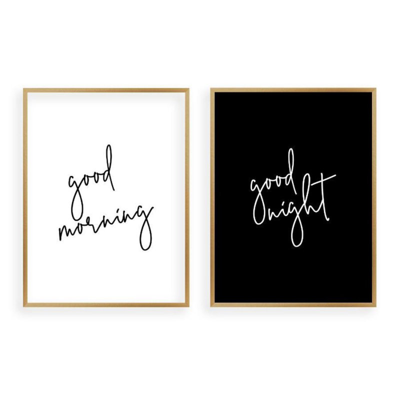 Good Morning Good Night - Print, Brushed Copper Frame, 61 cm H x 43 cm W