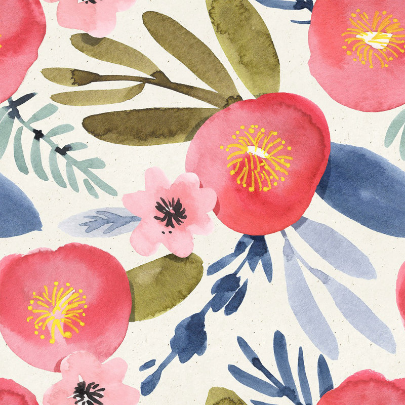 Peel & Stick Floral Tile, 2.08' W x 10.42' L