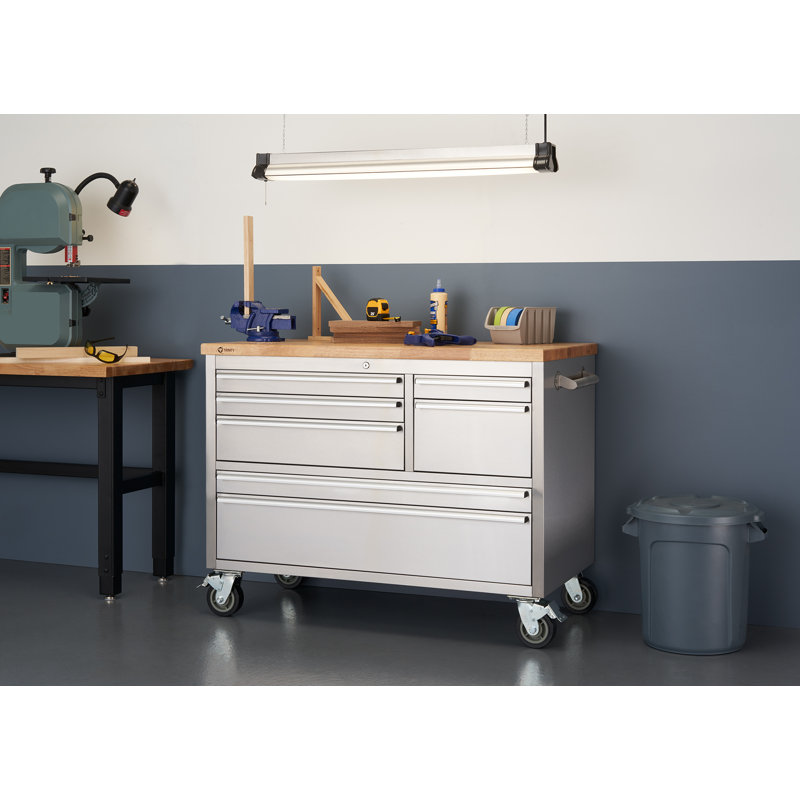 7-Drawer 48"W Butcher Block Top Workbench