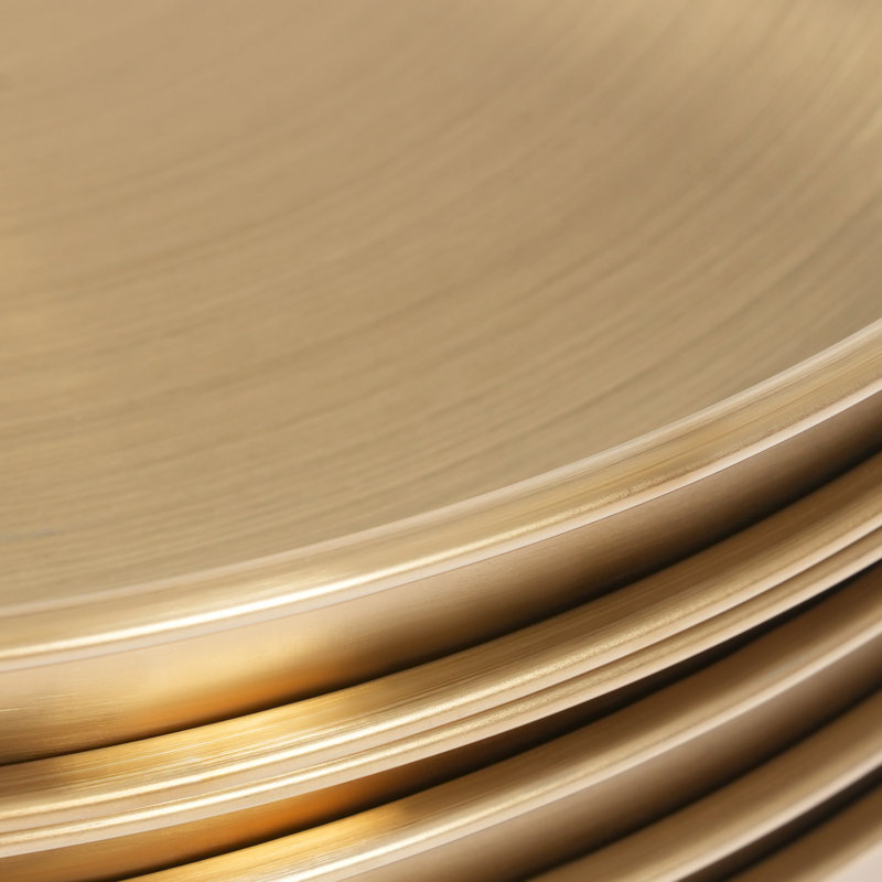 Round Serving Tray in Gold (Set of 6), 1.06" H  x 12.2" W x 12.2" D