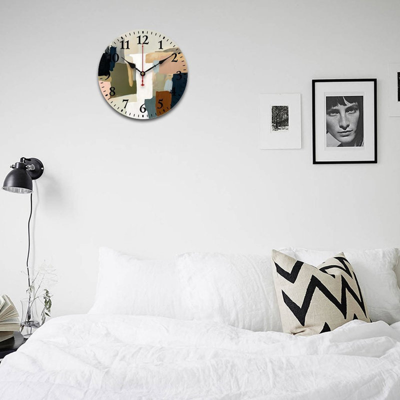 12" X 12" Abstract Brushstroke Decorative Wall Clock, Multicolor