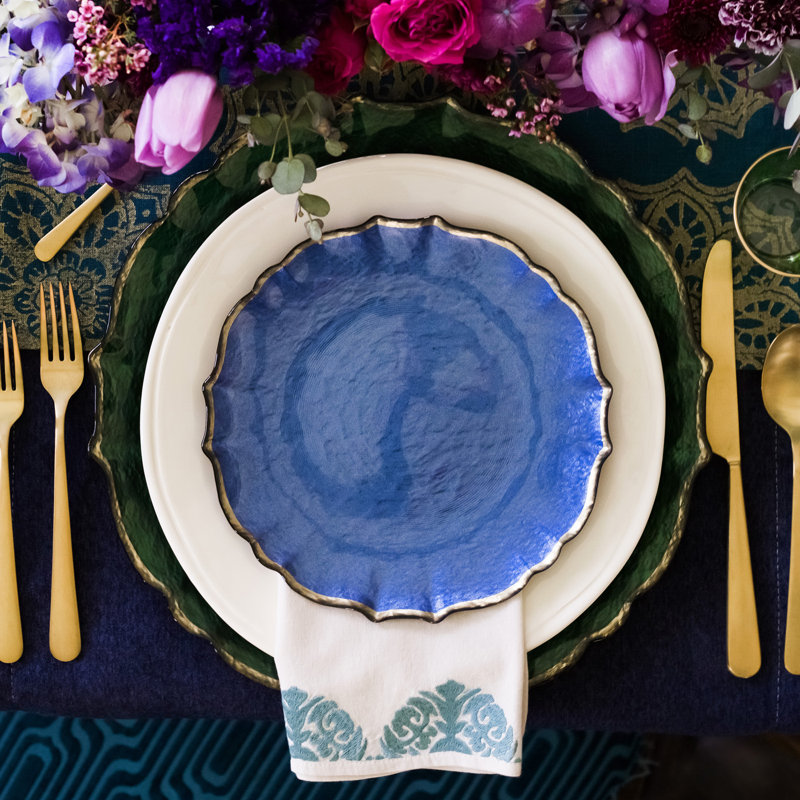 Baroque Glass Salad/Dessert Plate, White