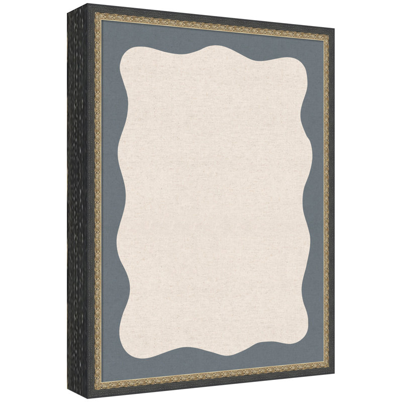 Tableau d'affichage en lin encadré en tissu, Matinée bronze noir, Bleu marine / beige, H 25 po x l 19 po x P 1,5 po