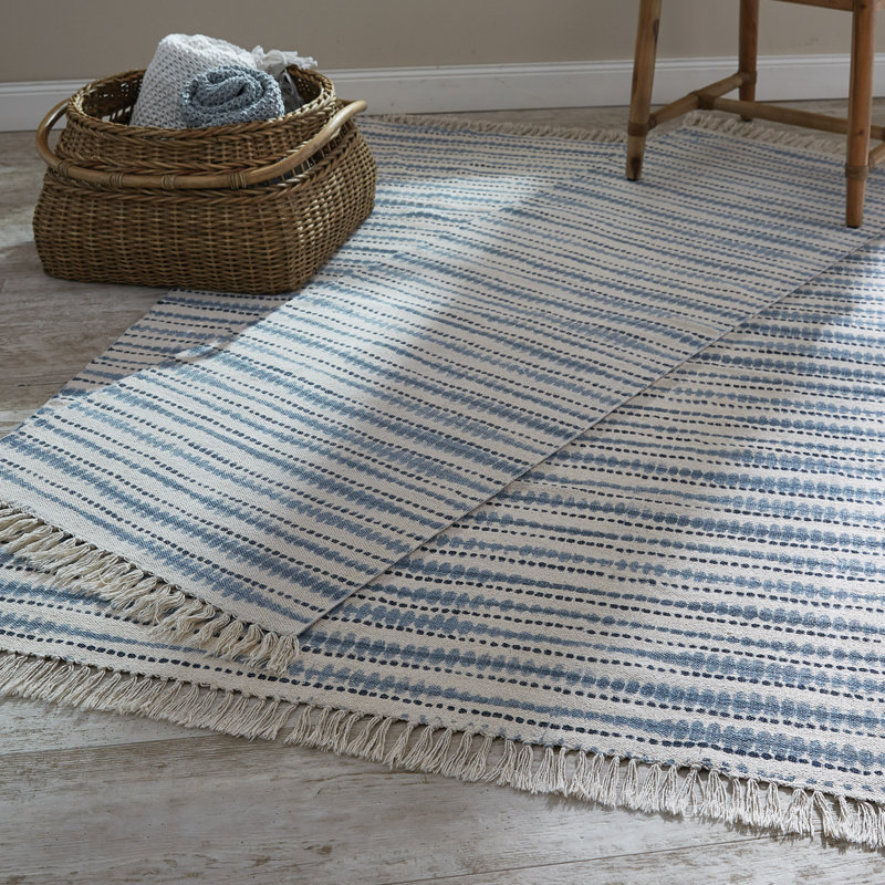 Cotton Striped Indoor Rug, Runner 2' x 6'
