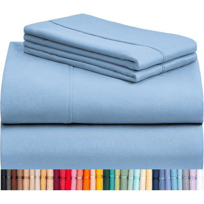 Luxclub 4 PC Sky King Silky Soft Cooling Extra Deep Pocket Performance Sheet Set