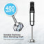 Courant 400 Watt Hand Blender with Whisk, Masher & Food Processor Attachment, Automatic Speed Control, Ergonomic & Soft Grip