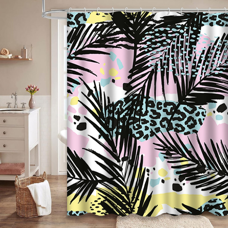 Rideau de douche avec 12 crochets Exotic Tropical Palm, L 72 po x l 78 po