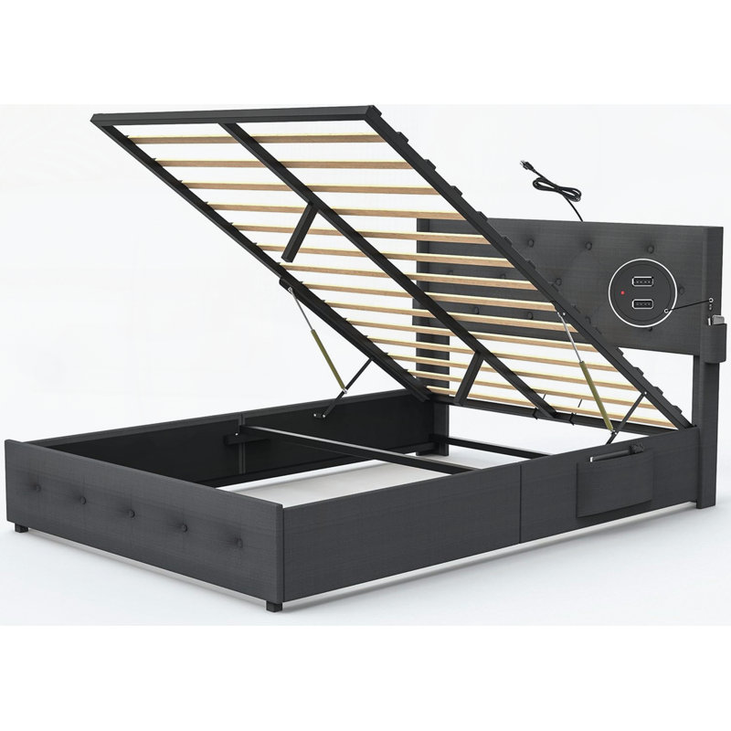 Base de lit avec rangement, Grand, Gris foncé