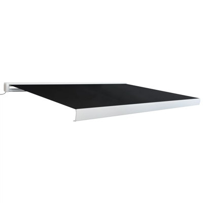 Dakota Fields 3cm W x 2.5cm D Black/White Cover Motorised Retractable Patio Awning