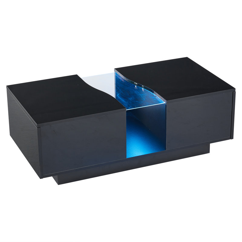 Block Coffee Table with Storage, Black