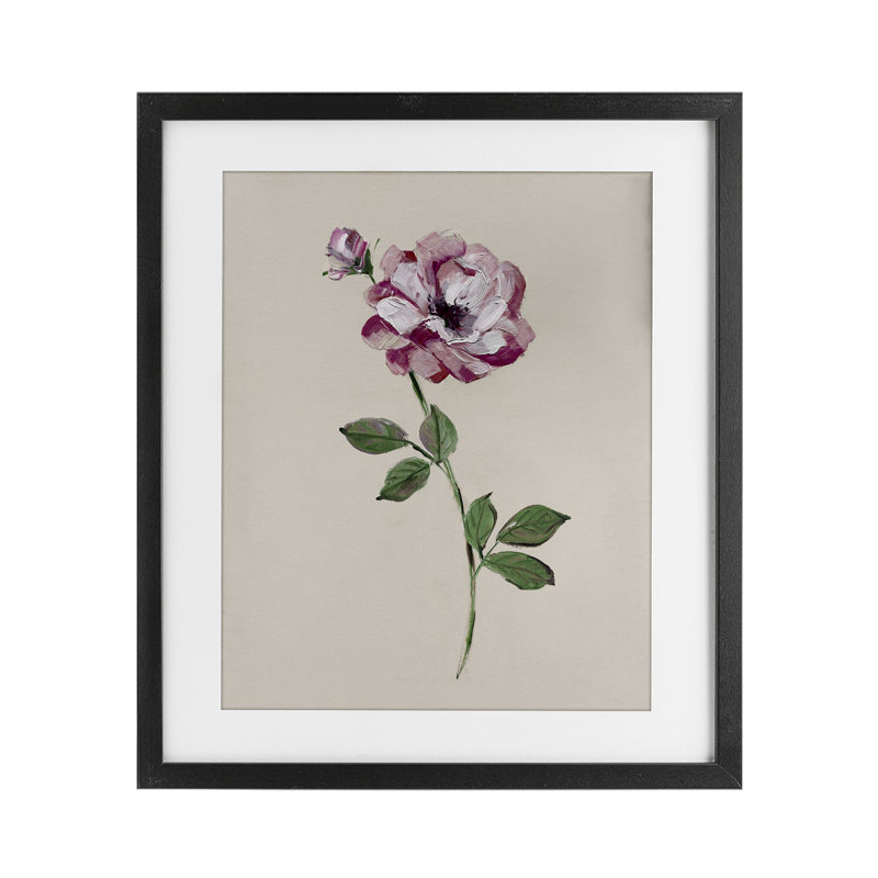 «Jewel Rose Sprig», reproduction encadrée sous verre, conception de Sally Swatland, Cadre noir minuit, H 16 po x l 13 po