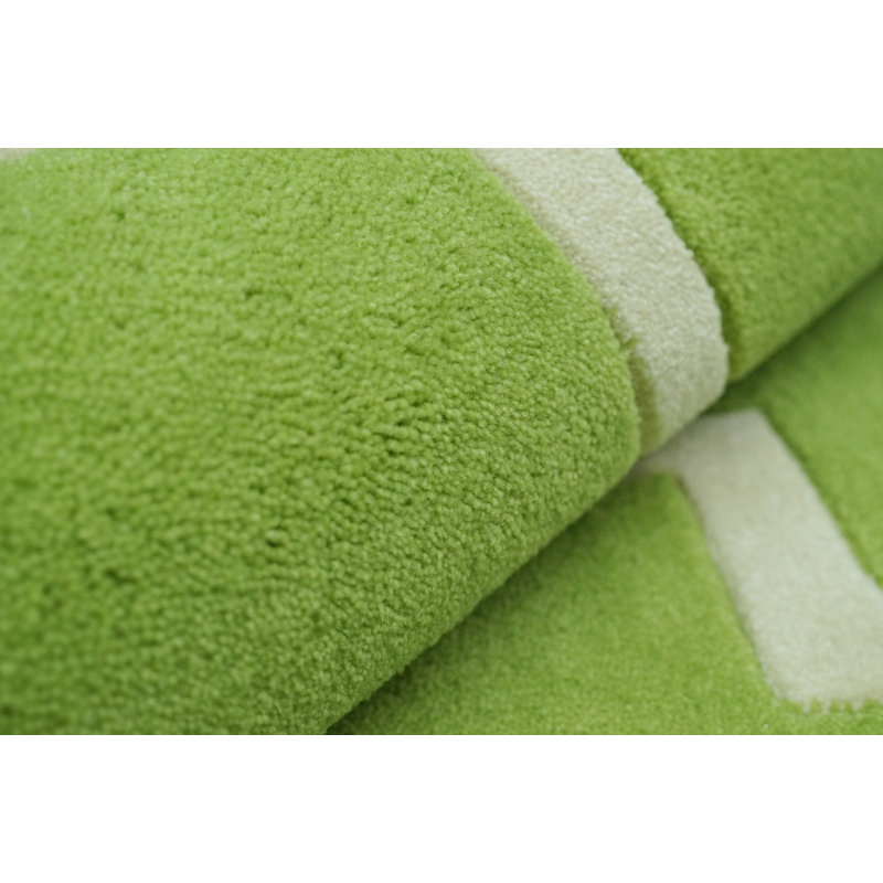 Tapis géométrique vert / ivoire Kleiner, 9 pi x 12 pi