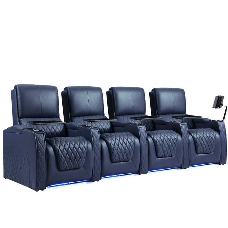 Canapé inclinable électrique Haiylee , Cuir véritable bleu