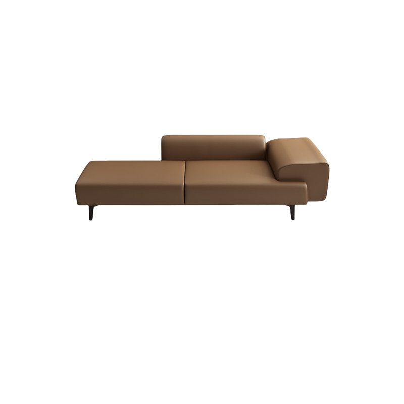 Banc rembourré en cuir véritable Shivaan, Café