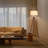 Emma 61 in. Mid-Century Modern LED Energy-Efficient Floor Lamp with Fabric Drum Shade and Tripod Wooden Legs-79261726