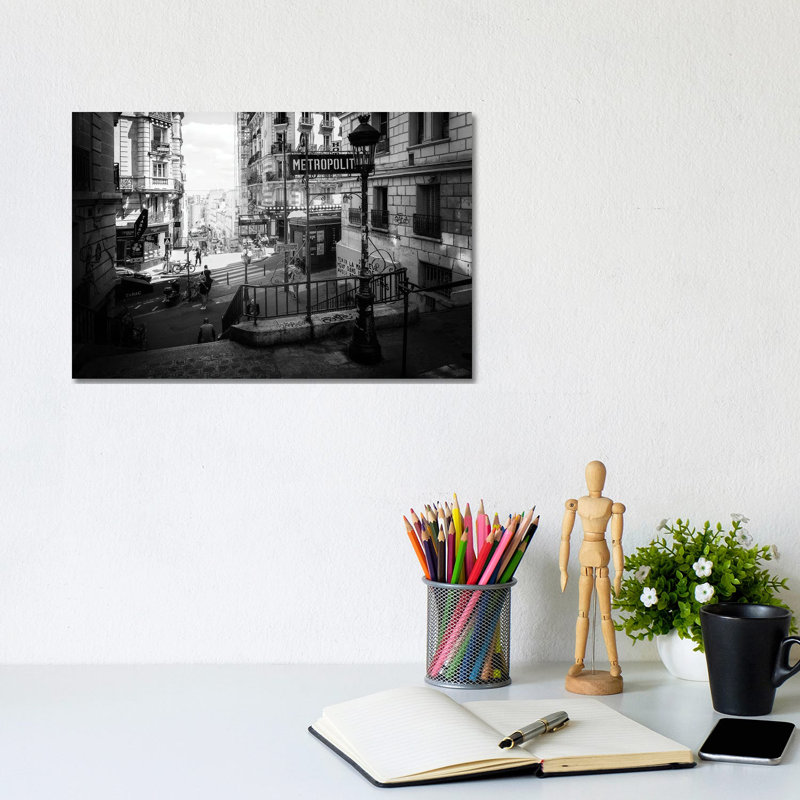 Black Montmartre Series - Paris Metropolitain by Philippe Hugonnard - Wrapped Canvas Print, 20.32 cm H x 30.48 cm W