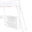 Lit mezzanine blanc avec construction, bureau, tablettes - longévité, tablettes et bureau en blanc, pratique et solide