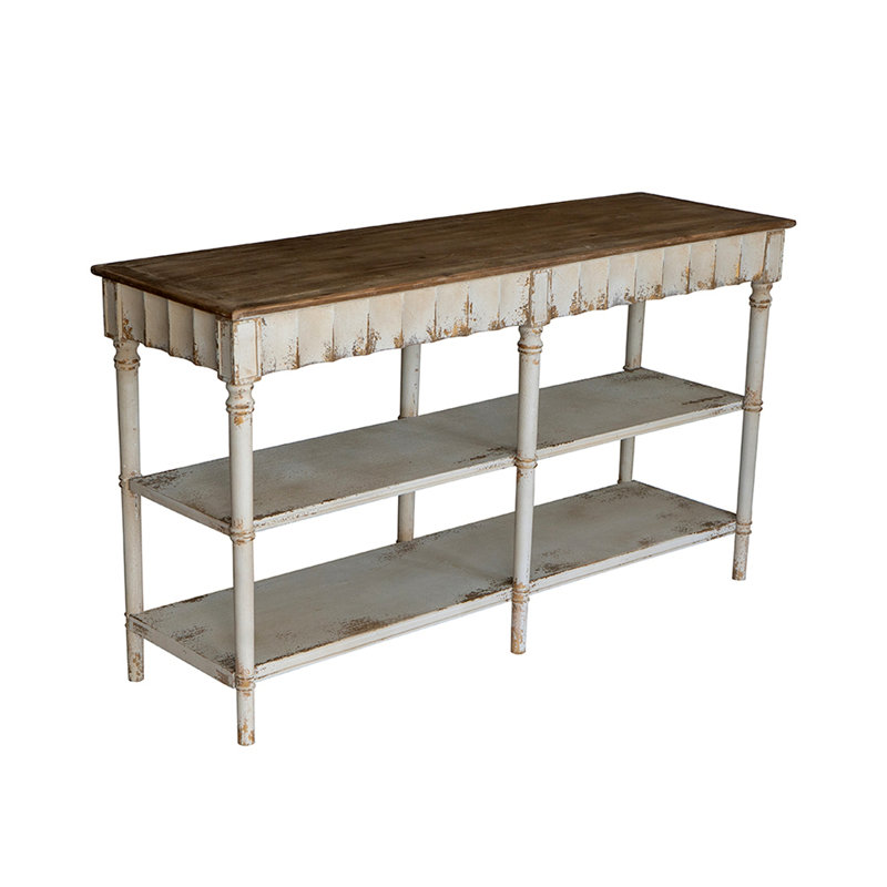 Three-Tiered Wooden Console Table